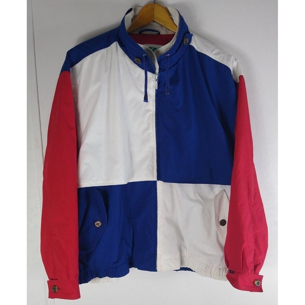 Men's Vintage London Fog Jacket Windbreaker Color Block 90s Y2K Nautical Size XL